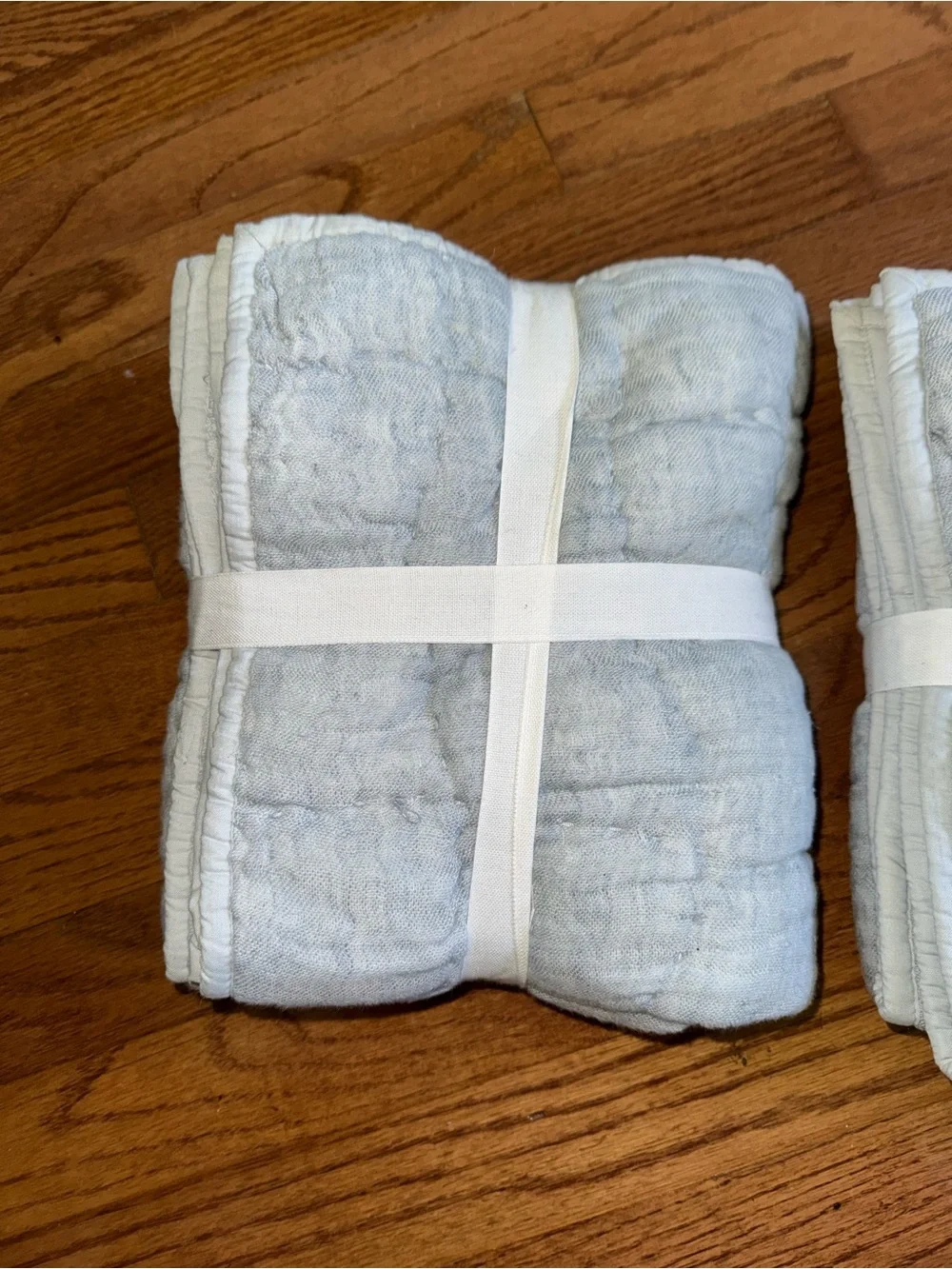 Pottery Barn Cloud Linen Cotton Quilted King Size Sham Chambray Set Of Two